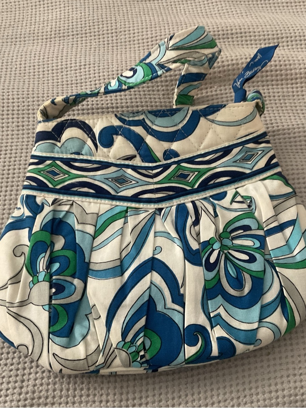 Vera Bradley Blue, Green & White Quilted Printed Shoulder Bag